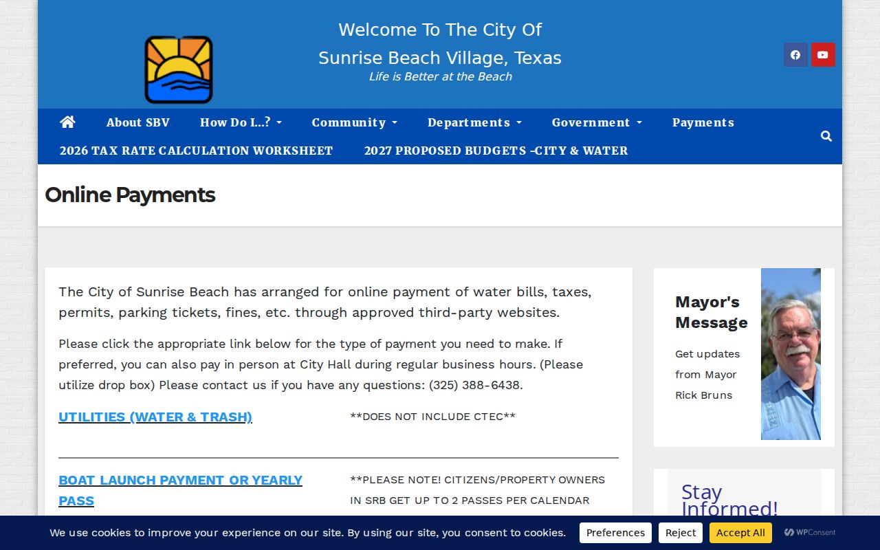 Sunrise Beach online municipal payment instructions