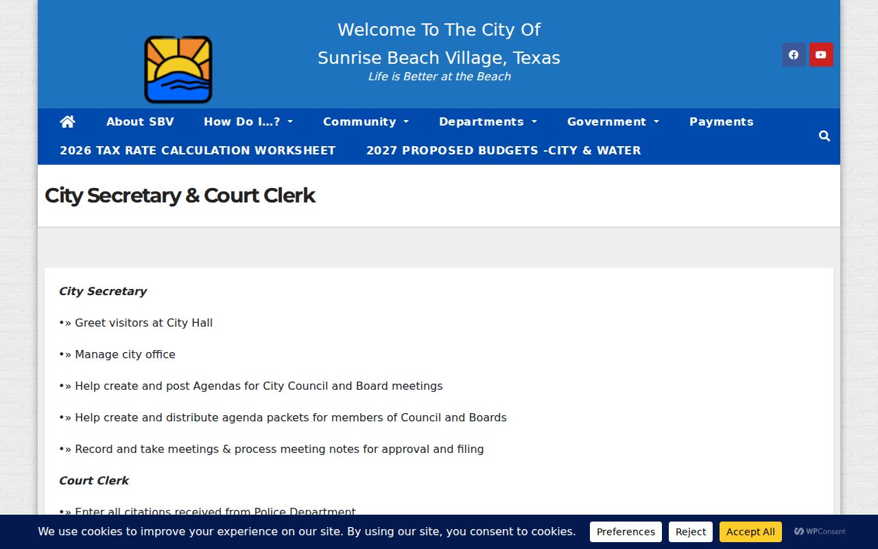 Sunrise Beach court clerk duties for traffic records